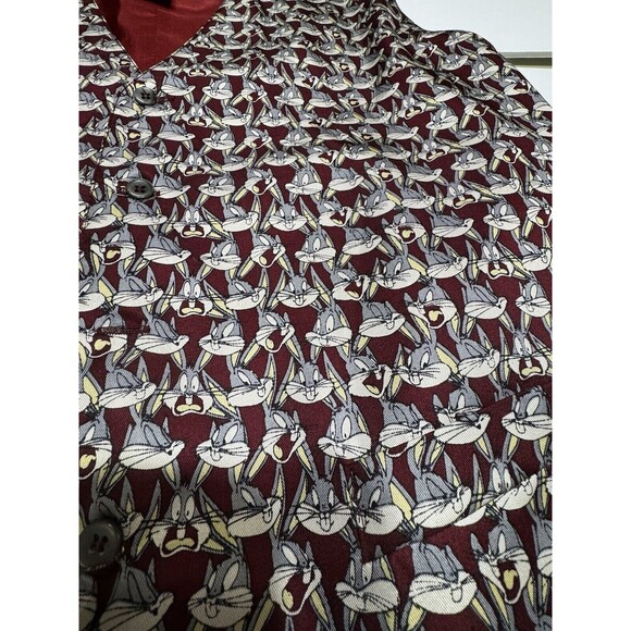 90s Vintage Looney Tunes Bugs Bunny All Over Print Silk Vest Size Medium READ - Picture 9 of 16